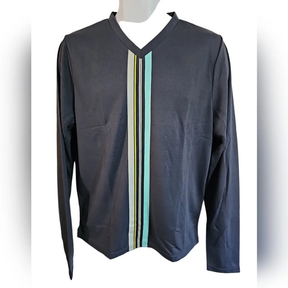 Vintage Tactics International Male Montreal Striped Shirt Large Blue 90s Club - Picture 2 of 6